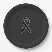 Chrome Black Ribbon Awareness Style Papieren Bordje (Voorkant)