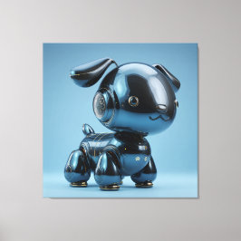 Chrome Blauwe RobotHond Canvas Afdruk