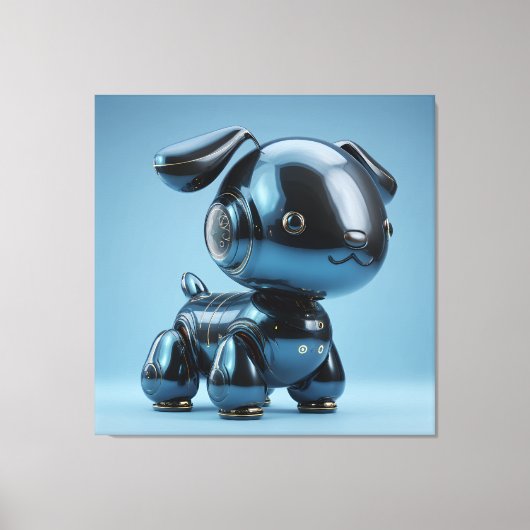 Chrome Blauwe RobotHond Canvas Afdruk (Voorkant)