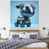 Chrome Blauwe RobotHond Canvas Afdruk (Insitu (Slaapkamer))