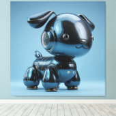 Chrome Blauwe RobotHond Canvas Afdruk (Insitu (Houten vloer))