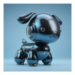 Chrome Blauwe RobotHond Foto Afdruk
