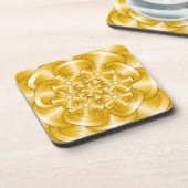 Chrome Bloemen - Gouden Drank Coaster Bier Onderzetter (Linkerzijde)