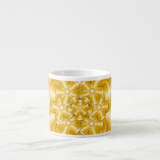 Chrome Bloemen - Gouden Espresso Cup Kop (Voorkant)