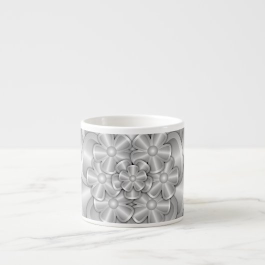 Chrome Bloemen - Zilveren Espresso Cup Kop (Voorkant)