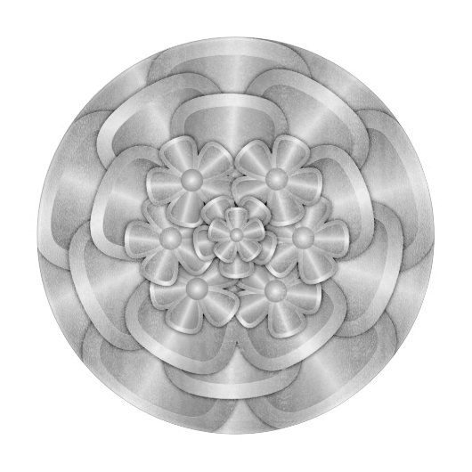Chrome Bloemen - Zilveren snijplank (Voorkant)