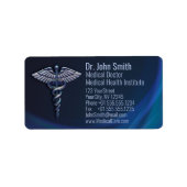 Chrome Caduceus Dark Holographic 3D Medical Etiket (Voorkant)