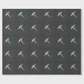 Chrome Caduceus Medical Symbol Zwarte Koolstofveze Cadeaupapier (Vlak)