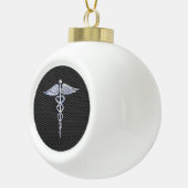 Chrome Caduceus Medical Symbol Zwarte Koolstofveze Keramische Bal Ornament (Rechts)