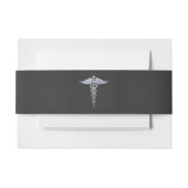 Chrome Caduceus Medical Symbol Zwarte Koolstofveze Uitnodigingen Wikkel (Voorkant Voorbeeld)