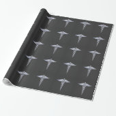 Chrome Caduceus Medical Symbool Carbon Fiber Decor Cadeaupapier (Uitgerold)