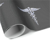 Chrome Caduceus Medical Symbool Carbon Fiber Decor Cadeaupapier (Rol Hoek)