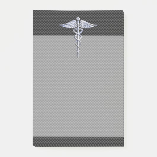 Chrome Caduceus Medical Symbool Carbon Fiber Decor Post-it® Notes (Voorkant)