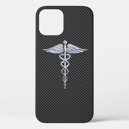 Chrome Caduceus Medical Symbool Carbon Fiber Print Case-Mate iPhone Case (Achterkant)