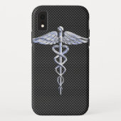 Chrome Caduceus Medical Symbool Carbon Fiber Print Case-Mate iPhone Case (Achterkant)
