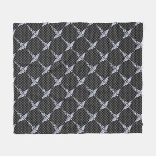 Chrome Caduceus Medical Symbool Carbon Fiber Print Fleece Deken (Voorkant (Horizontaal))