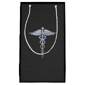 Chrome Caduceus Medical Symbool Carbon Fiber Print Klein Cadeauzakje (Voorkant)