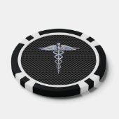 Chrome Caduceus Medical Symbool Carbon Fiber Print Poker Chips (Enkel)
