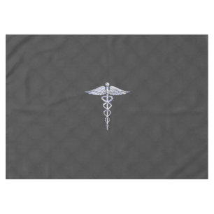 Chrome Caduceus Medical Symbool Carbon Fiber Print Tafelkleed