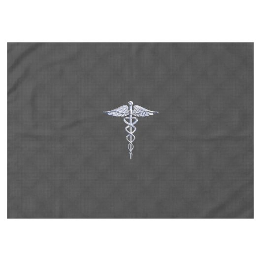 Chrome Caduceus Medical Symbool Carbon Fiber Print Tafelkleed (Voorkant (Horizontaal))