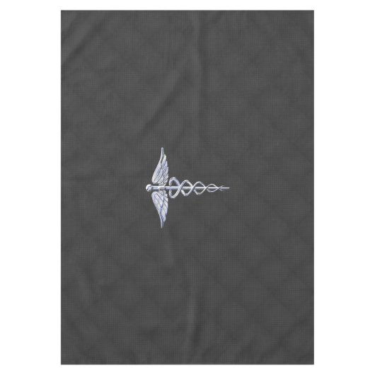 Chrome Caduceus Medical Symbool Carbon Fiber Print Tafelkleed (Voorkant)