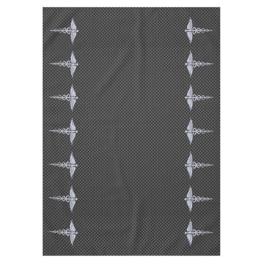 Chrome Caduceus Medical Symbool Carbon Fiber Print Tafelkleed (Voorkant)