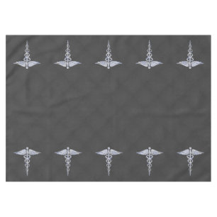 Chrome Caduceus Medical Symbool Carbon Fiber Print Tafelkleed