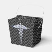 Chrome Caduceus Medisch Symbool Koolstofvezel Deco Bedankdoosjes (Voorkant Zijde)