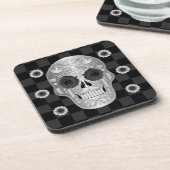 Chrome Calavera (Black Roos) Beverage Coaster Bier Onderzetter (Linkerzijde)