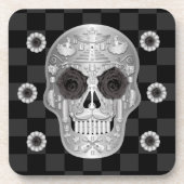 Chrome Calavera (Black Roos) Beverage Coaster Bier Onderzetter (Voorkant)