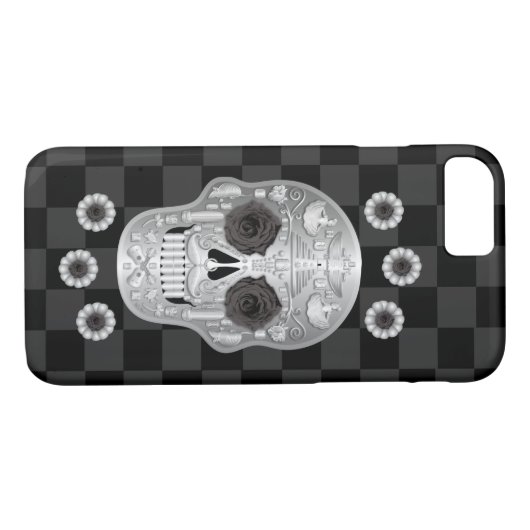 Chrome Calavera (Black Roos) Hoesje-Mate iPhone Ca Case-Mate iPhone Case (Achterkant (Horizontaal))
