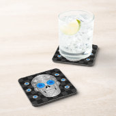 Chrome Calavera (blauw Roos) Beverage Coaster Bier Onderzetter (Rechterzijde)