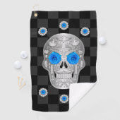 Chrome Calavera (Blauw Roos) Golfhanddoek (Insitu)