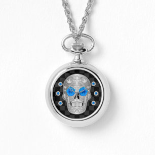 Chrome Calavera (blauw Roos) Watch Horloge