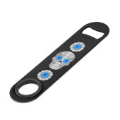 Chrome Calavera (Blue Roos) Bar Key Speed Flessenopener (Voorkant Gekanteld)