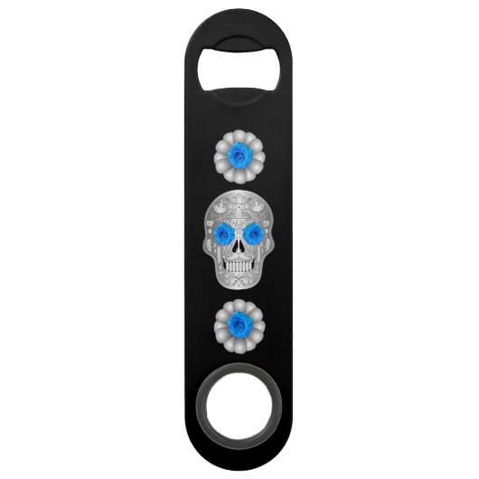 Chrome Calavera (Blue Roos) Bar Key Speed Flessenopener (Voorkant)