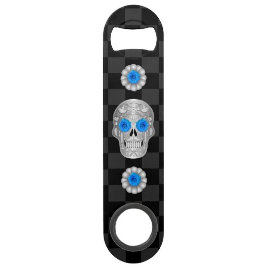 Chrome Calavera (Blue Roos) Bar Key Speed Flessenopener (Voorkant)