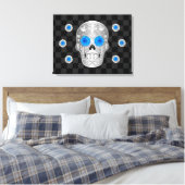 Chrome Calavera (Blue Roos) Canvas Print (Insitu (Slaapkamer))