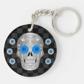 Chrome Calavera (Blue Roos) Sleutelhanger (Achterkant)