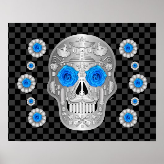 Chrome Calavera (Blue Rose) Poster (Voorkant)