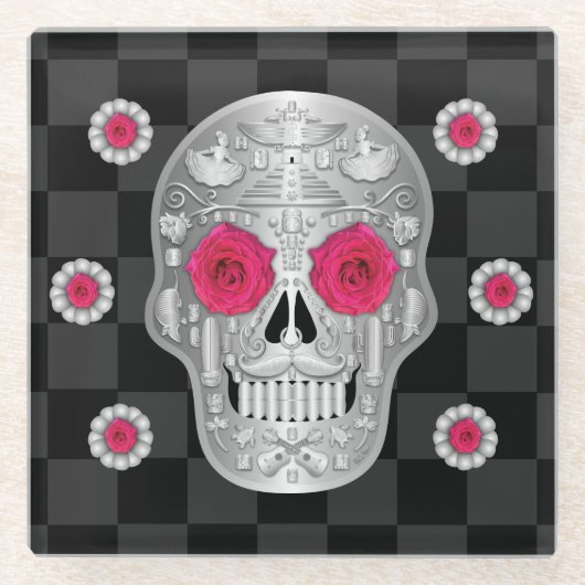 Chrome Calavera Glass Onderzetter (Voorkant)