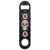 Chrome Calavera (Red Rose) Bar Key Speed Flessenopener (Achterkant)