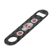 Chrome Calavera (Red Rose) Bar Key Speed Flessenopener (Achterkant Gekanteld)