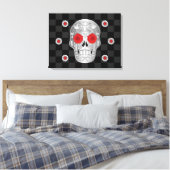 Chrome Calavera (Red Rose) Canvas Print (Insitu (Slaapkamer))