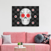 Chrome Calavera (Red Rose) Canvas Print (Insitu (Woonkamer))