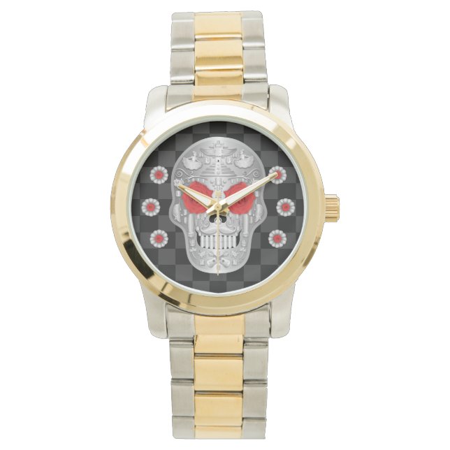 Chrome Calavera (Red Rose) Watch Horloge (Voorkant)
