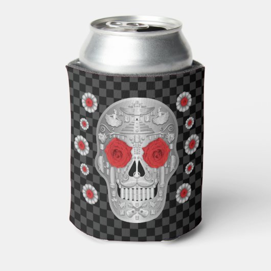 Chrome Calavera (Rode Roos) Blikje Koeler (Blikje Achterkant)