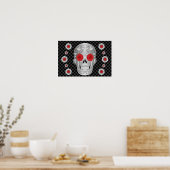 Chrome Calavera (Rode Roos) Poster (Keuken)