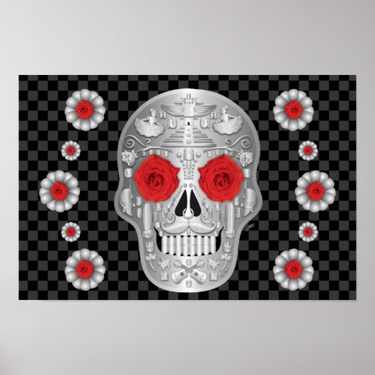 Chrome Calavera (Rode Roos) Poster (Voorkant)