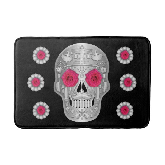 Chrome Calavera (Roze Roos) Badmat (Voorkant)